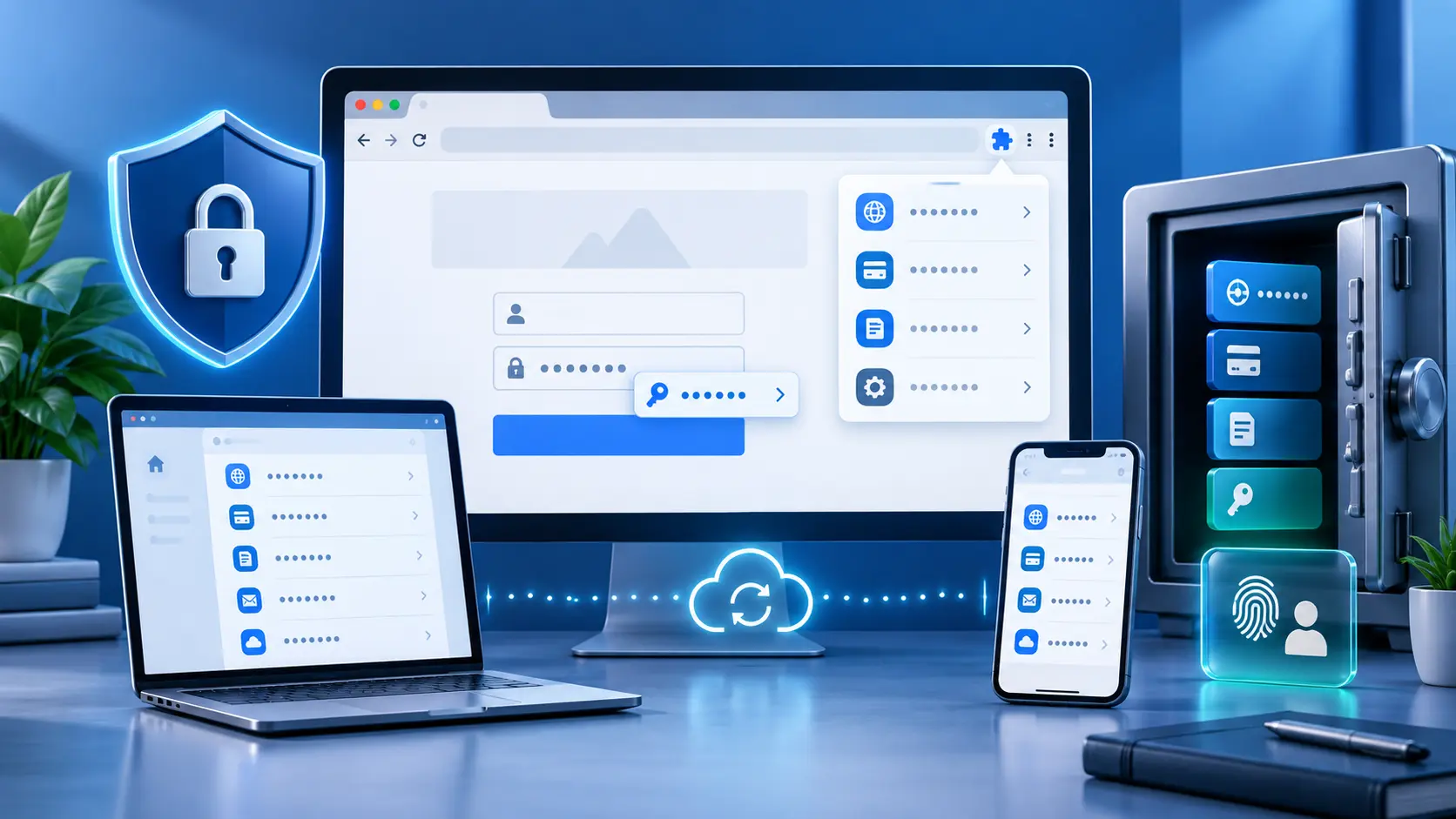 Password manager for Chrome protecting logins and passkeys across devices